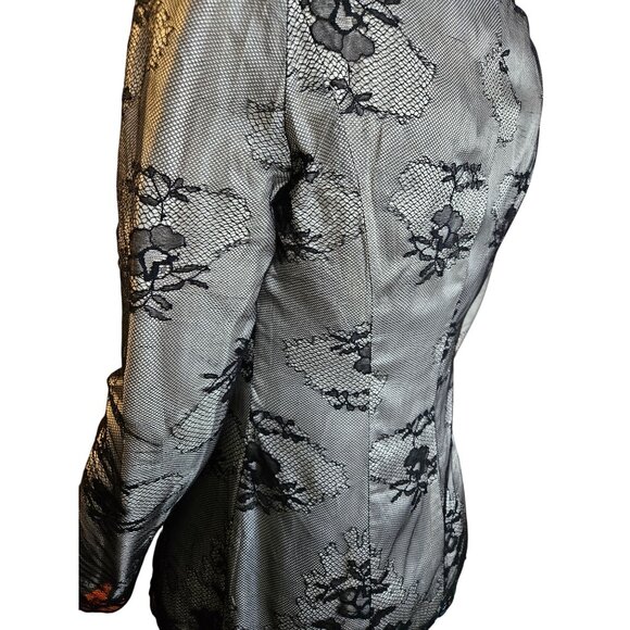 Vintage Orna Farho Black Lace Overlay Single Button Blazer Jacket Women Size T38 - Picture 8 of 16